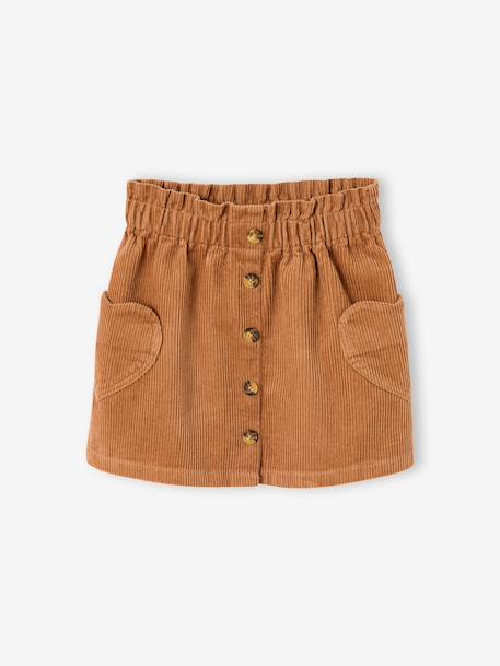 Jupe en velours poches coeur fille anthracite+bleu canard+camel+mauve - vertbaudet enfant 