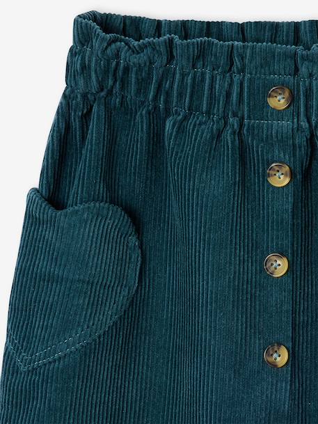 Corduroy Skirt with Heart Pockets for Girls anthracite+camel+mauve+peacock blue - vertbaudet enfant 