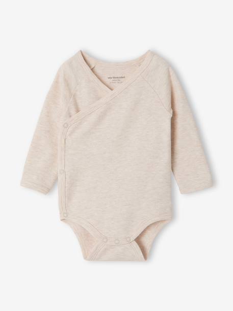 Lot de 5 bodies naissance manches longues beige chiné - vertbaudet enfant 