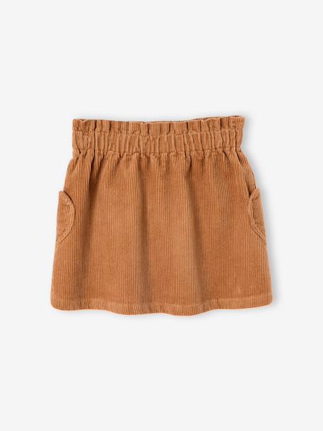 Corduroy Skirt with Heart Pockets for Girls anthracite+camel+mauve+peacock blue - vertbaudet enfant 
