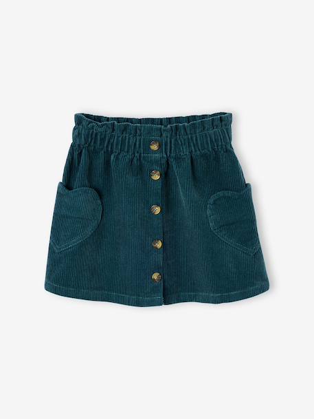 Corduroy Skirt with Heart Pockets for Girls anthracite+camel+mauve+peacock blue - vertbaudet enfant 