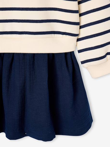 2-in-1-Effect Dress in Dual Fabric anthracite+navy blue - vertbaudet enfant 