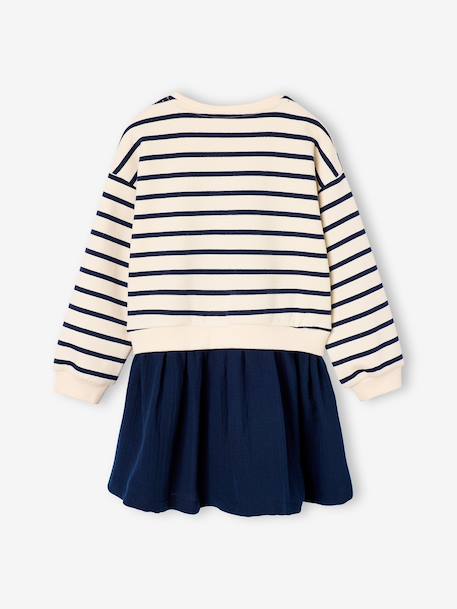 2-in-1-Effect Dress in Dual Fabric anthracite+navy blue - vertbaudet enfant 