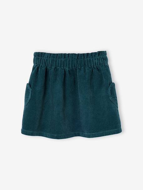 Corduroy Skirt with Heart Pockets for Girls anthracite+camel+mauve+peacock blue - vertbaudet enfant 