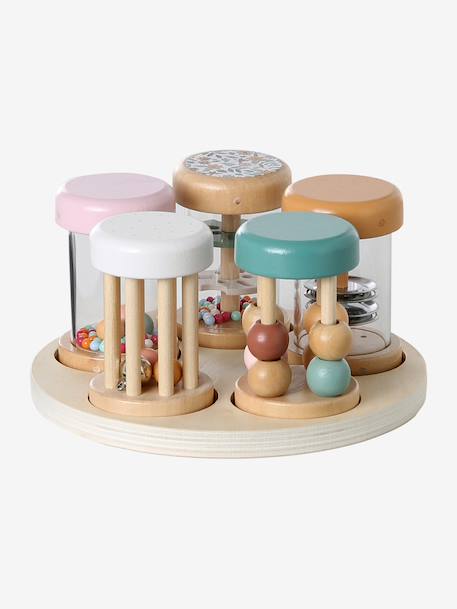 Set of 5 Musical Rattles in FSC® Wood rose+wood - vertbaudet enfant 