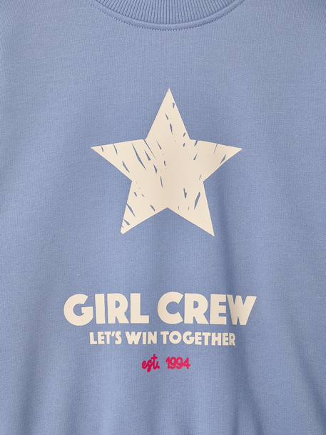 Crewneck sweatshirt with long sleeves for girls chambray blue+marl grey - vertbaudet enfant 