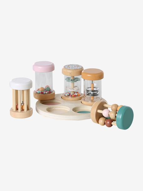 Set of 5 Musical Rattles in FSC® Wood rose+wood - vertbaudet enfant 
