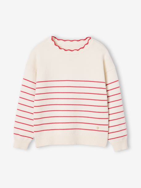 Long-sleeved jumper for girls navy blue+raspberry pink+rose - vertbaudet enfant 