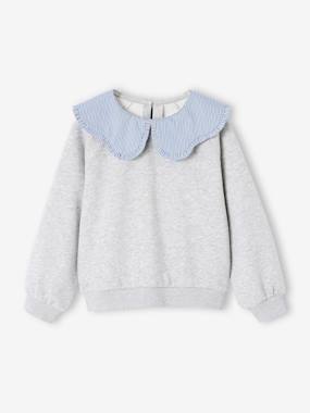 -Sweat fille col claudine broderie anglaise