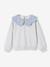Sweat fille col claudine broderie anglaise écru+gris chiné+mauve+rose pâle+rouge - vertbaudet enfant 