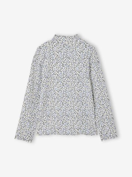 Long-sleeved roll-neck top for girls ecru+green - vertbaudet enfant 