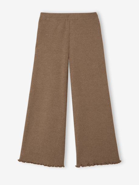 Wide-leg knitted leggings for girls marl grey+taupe - vertbaudet enfant 