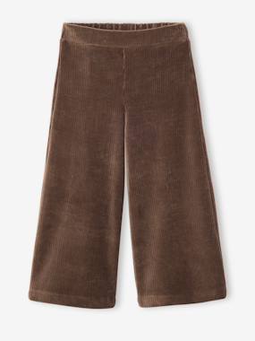 -Pantalon fille large en velours 