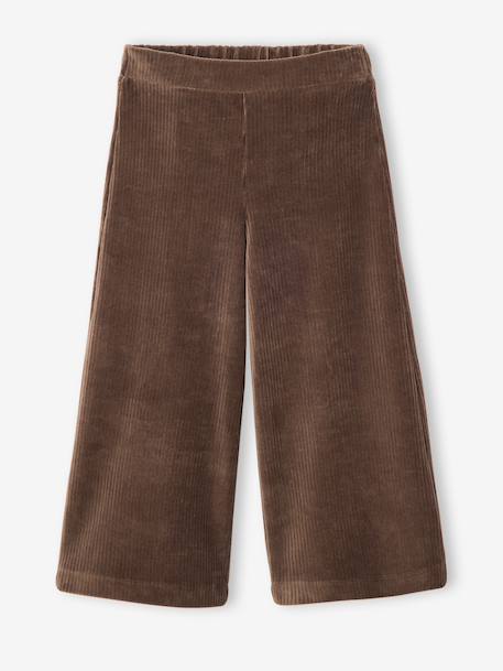 Pantalon fille large en velours anthracite+bleu grisé+chocolat+écru+kaki+marron+mauve+prune+rose - vertbaudet enfant 