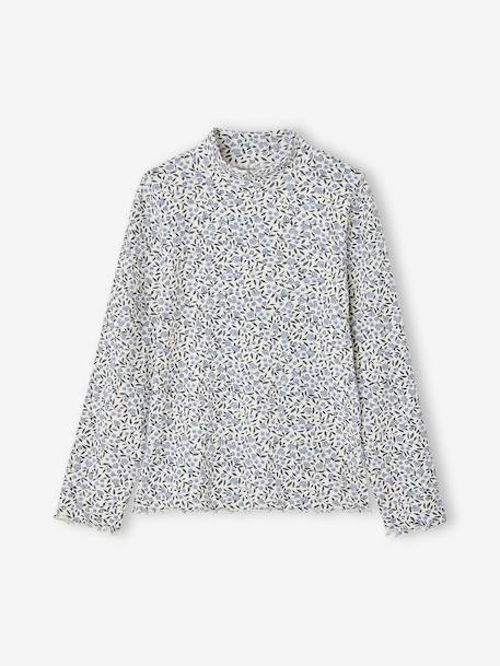 Long-sleeved roll-neck top for girls ecru+green - vertbaudet enfant 