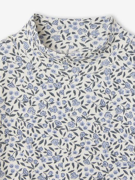 Long-sleeved roll-neck top for girls ecru+green - vertbaudet enfant 