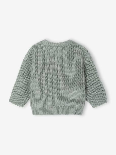 Chunky knit baby cardigan marl beige+sage green - vertbaudet enfant 