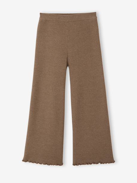 Wide-leg knitted leggings for girls marl grey+taupe - vertbaudet enfant 