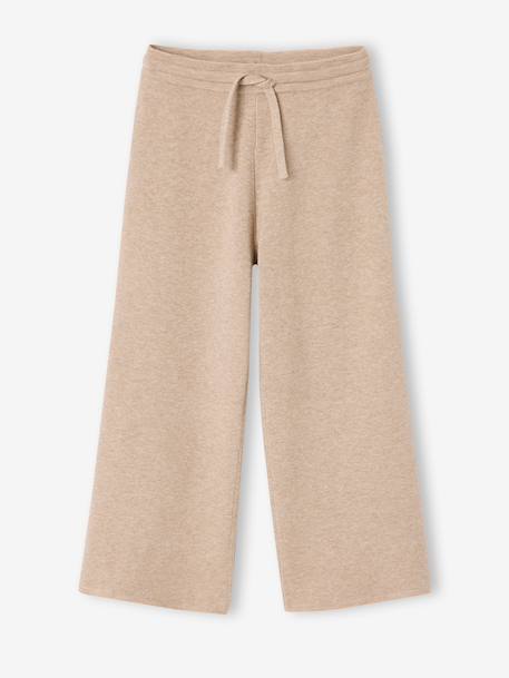 Wide-leg knitted trousers for girls anthracite+beige - vertbaudet enfant 