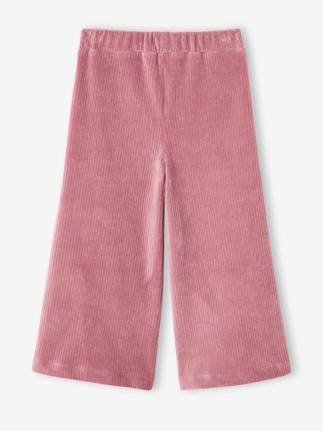Wide Corduroy Trousers for Girls anthracite+BROWN MEDIUM SOLID+chocolate+ecru+grey blue+khaki+mauve+plum+rose - vertbaudet enfant 