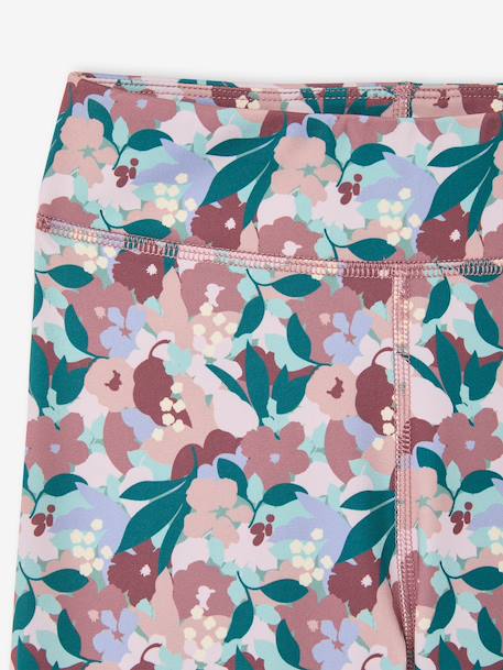 Girls' printed technical sportswear leggings anthracite+old rose - vertbaudet enfant 