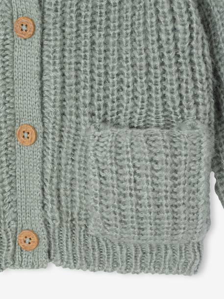 Gilet bébé en maille grosse jauge beige chiné+vert sauge - vertbaudet enfant 