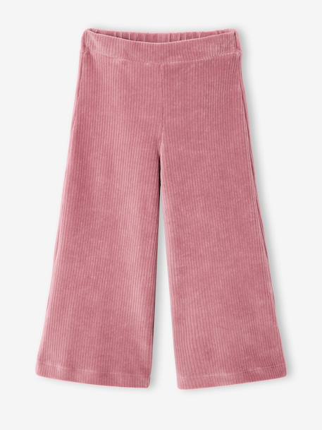 Wide Corduroy Trousers for Girls anthracite+BROWN MEDIUM SOLID+chocolate+ecru+grey blue+khaki+mauve+plum+rose - vertbaudet enfant 
