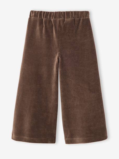 Wide Corduroy Trousers for Girls anthracite+BROWN MEDIUM SOLID+chocolate+ecru+grey blue+khaki+mauve+plum+rose - vertbaudet enfant 