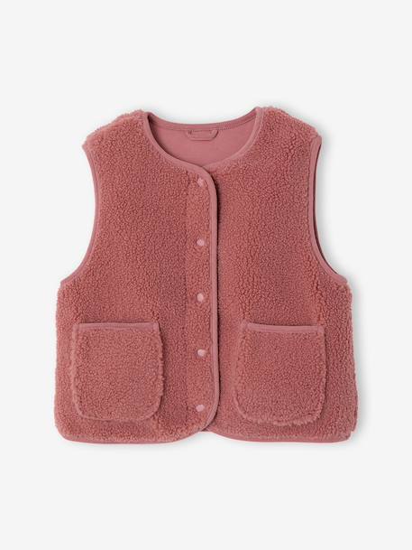 Sleeveless Sherpa Jacket for Girls blush+plum+vanilla - vertbaudet enfant 