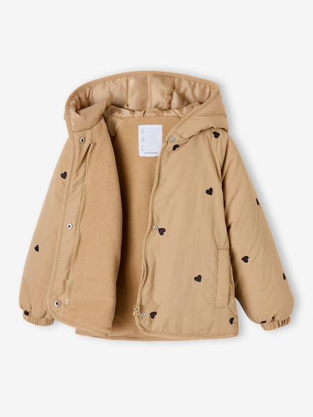Girl's embroidered lightweight jacket grey green+hazel - vertbaudet enfant 