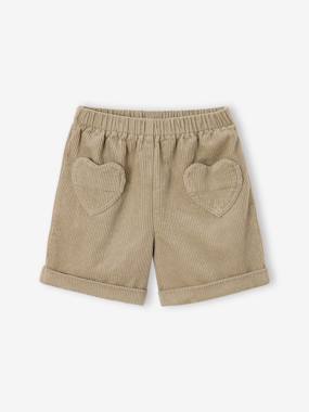 -Corduroy Shorts with Heart Pockets, Easy To Slip On, for Girls