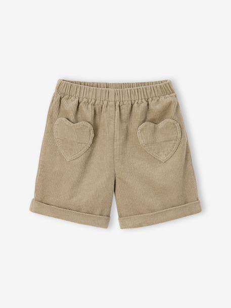 Short en velours poches coeur fille facile à enfiler kaki+marine+rose+vieux rose - vertbaudet enfant 