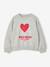 Crewneck sweatshirt with long sleeves for girls chambray blue+marl grey - vertbaudet enfant 