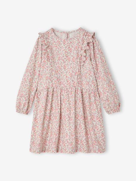 Robe courte fille manches longues ivoire+vanille - vertbaudet enfant 