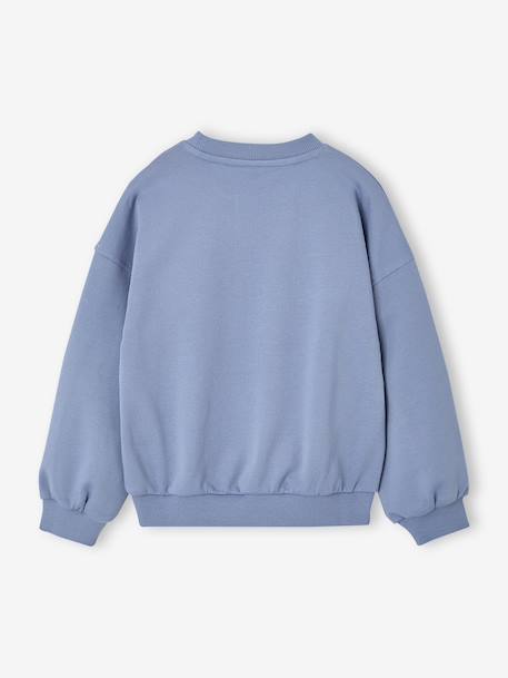 Crewneck sweatshirt with long sleeves for girls chambray blue+marl grey - vertbaudet enfant 