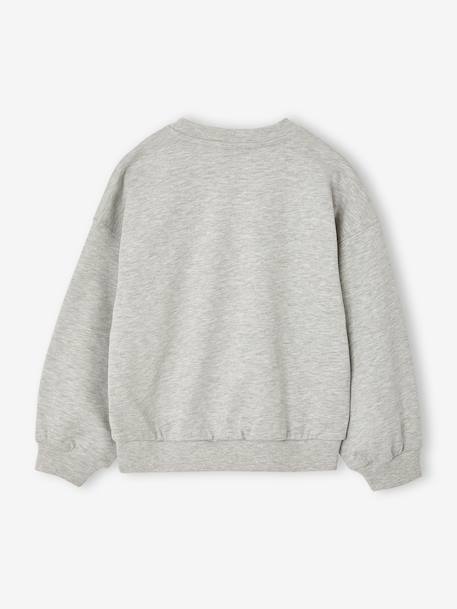 Crewneck sweatshirt with long sleeves for girls chambray blue+marl grey - vertbaudet enfant 