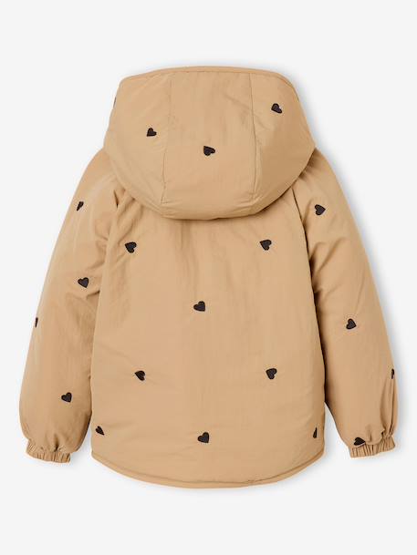 Girl's embroidered lightweight jacket grey green+hazel - vertbaudet enfant 