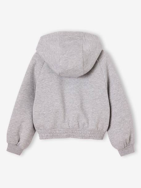 Zip-up hooded sweatshirt for girls marl grey - vertbaudet enfant 