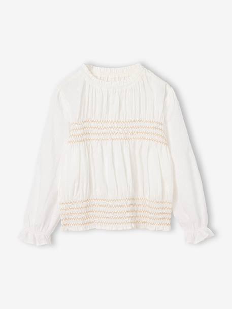 Long-sleeved blouse for girls ecru - vertbaudet enfant 