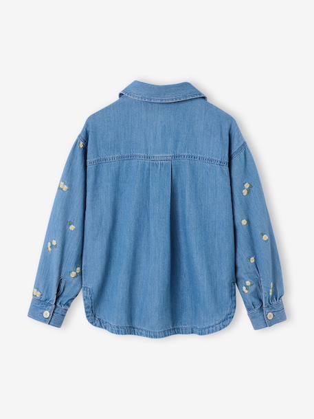 Embroidered Long-sleeved shirt for girls denim blue - vertbaudet enfant 