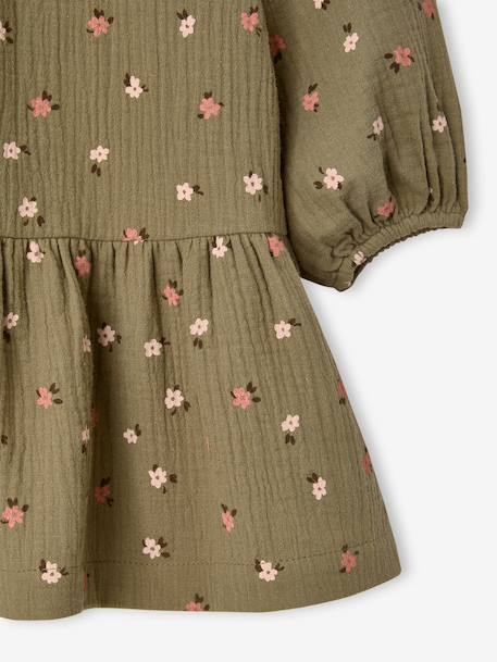 Short dress for girls ecru+khaki - vertbaudet enfant 