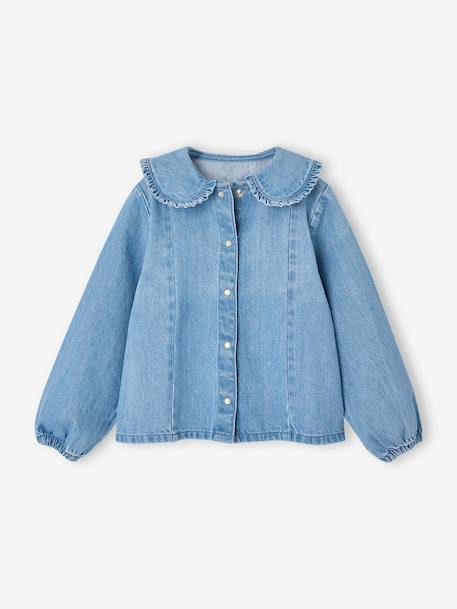 Denim shirt with long sleeves for girls double stone - vertbaudet enfant 