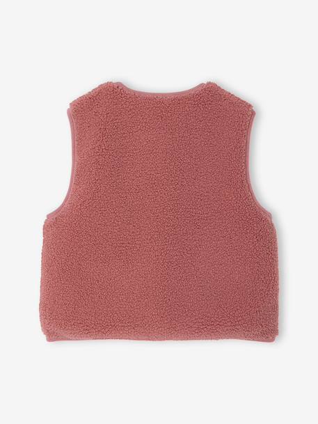 Sleeveless Sherpa Jacket for Girls blush+plum+vanilla - vertbaudet enfant 