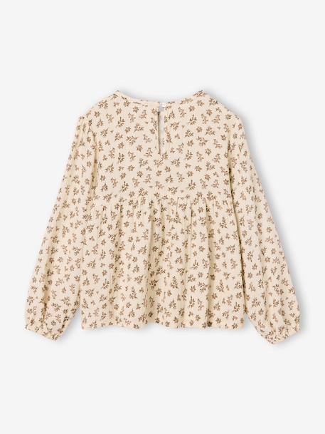 Long-sleeved blouse for girls blush+ecru - vertbaudet enfant 