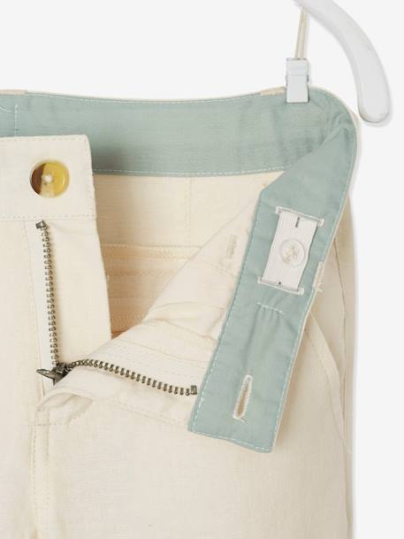 Pantalon garçon cérémonie chino en coton/lin beige+beige clair+bleu+marine foncé+vert sauge - vertbaudet enfant 