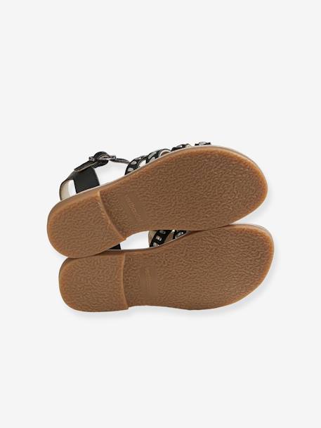 Ethnic Leather Sandals for Girls Black - vertbaudet enfant 