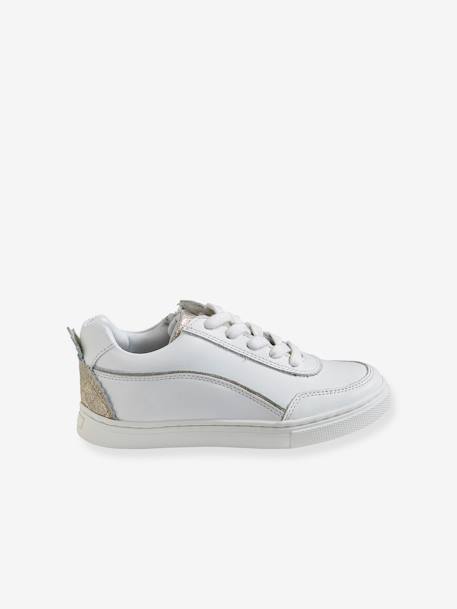 Leather Trainers, with Pineapple, for Girls White - vertbaudet enfant 