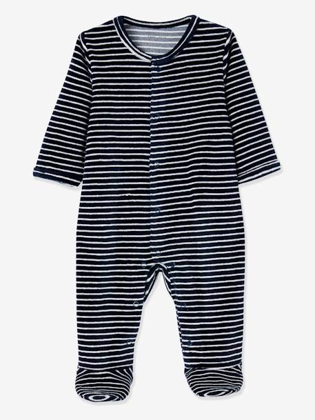 5-Piece Newborn Kit & Striped Bag, Cat Dark Blue - vertbaudet enfant 