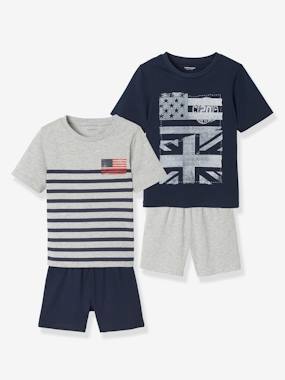 Pack of 2 Mix & Match Short Pyjamas for Boys, Flags  - vertbaudet enfant