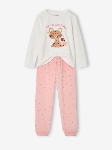 Velour pyjamas for girls ecru - vertbaudet enfant 